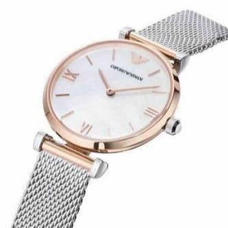 Emporio Armani Retro Mother of Pearl Dial Silver Mesh Bracelet Watch For Women - AR2067 Buy Now By Emporio Armani