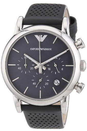 Emporio Armani Luigi Chronograph Quartz Grey Dial Grey Leather Strap Watch For Men - AR1735 Buy Now By Emporio Armani