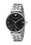 Emporio Armani Retro Black Dial Silver Steel Strap Watch For Men - AR1676 Buy Now By Emporio Armani