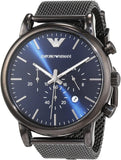 Emporio Armani Chronograph Blue Dial Gun Metallic Mesh Bracelet Watch For Men - AR1979 Buy Now By Emporio Armani