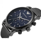 Emporio Armani Chronograph Blue Dial Gun Metallic Mesh Bracelet Watch For Men - AR1979 Buy Now By Emporio Armani