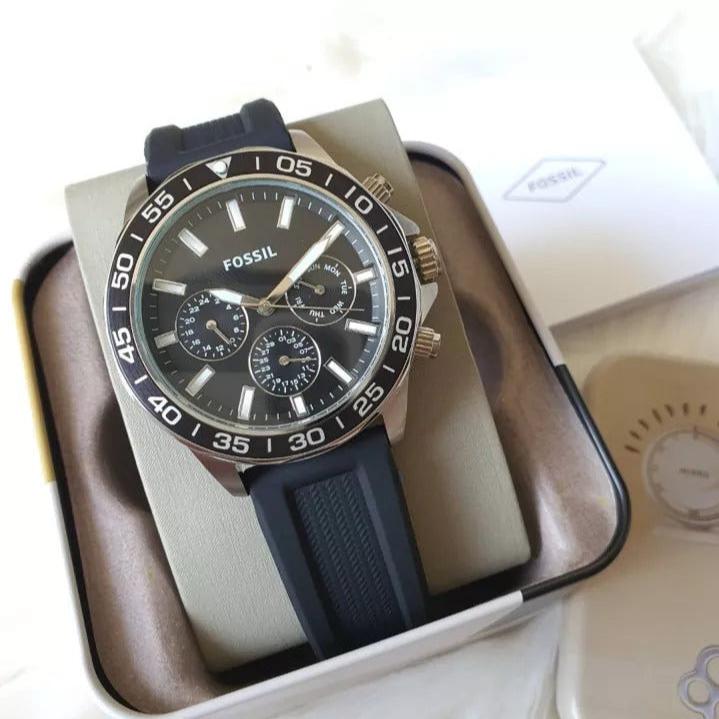 Fossil Bannon Multifunction Black Dial Black Silicone Strap Watch for Men - BQ2494 Buy Now By Fossil