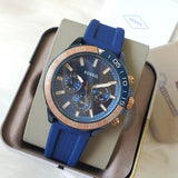 Fossil Bannon Multifunction Blue Dial Blue Silicone Strap Watch for Men - BQ2498 Buy Now By Fossil