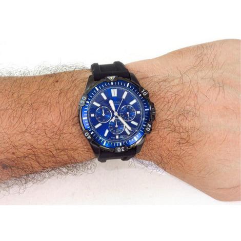 Fossil Garrett Chronograph Blue Dial Black Rubber Strap Watch for Men - FS5695 Buy Now By Fossil