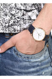 Fossil The Minimalist Slim White Dial Blue Leather Strap Watch for Men - FS5371 Buy Now By Fossil