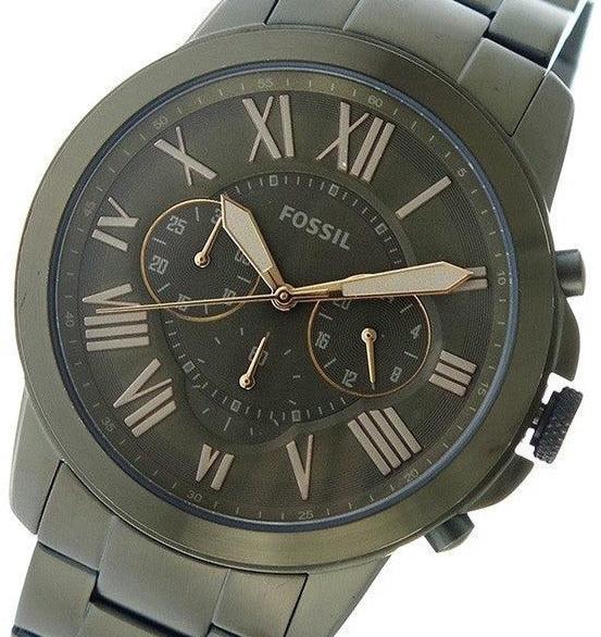 Fossil Grant Chronograph Olive Green Dial Green Steel Strap Watch for Men - FS5375 Buy Now By Fossil