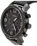 Fossil Nate Chronograph Black Dial Black Leather Strap Watch for Men - JR1354 Buy Now By Fossil