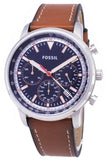 Fossil Goodwin Chronograph Blue Dial Brown Leather Strap Watch for Men - FS5414 Buy Now By Fossil