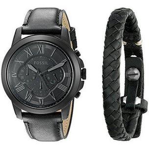 Fossil Grant Chronograph Black Dial Black Leather Strap Watch for Men - FS5132 Buy Now By Fossil