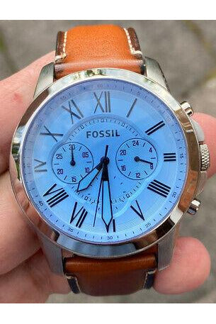 Fossil Grant Chronograph Blue Dial Brown Leather Strap Watch for Men - FS5184 Buy Now By Fossil
