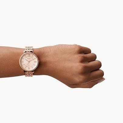 Fossil Jacqueline Rose Gold Dial Rose Gold Steel Strap Watch for Women - ES3665 Buy Now By Fossil