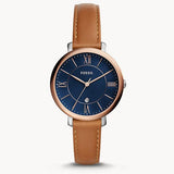 Fossil Jacqueline Three Hand Date Luggage Blue Dial Brown Leather Strap Watch for Women - ES4274 Buy Now By Fossil