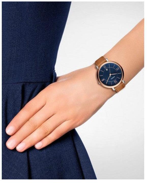 Fossil Jacqueline Three Hand Date Luggage Blue Dial Brown Leather Strap Watch for Women - ES4274 Buy Now By Fossil