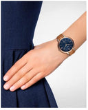 Fossil Jacqueline Three Hand Date Luggage Blue Dial Brown Leather Strap Watch for Women - ES4274 Buy Now By Fossil