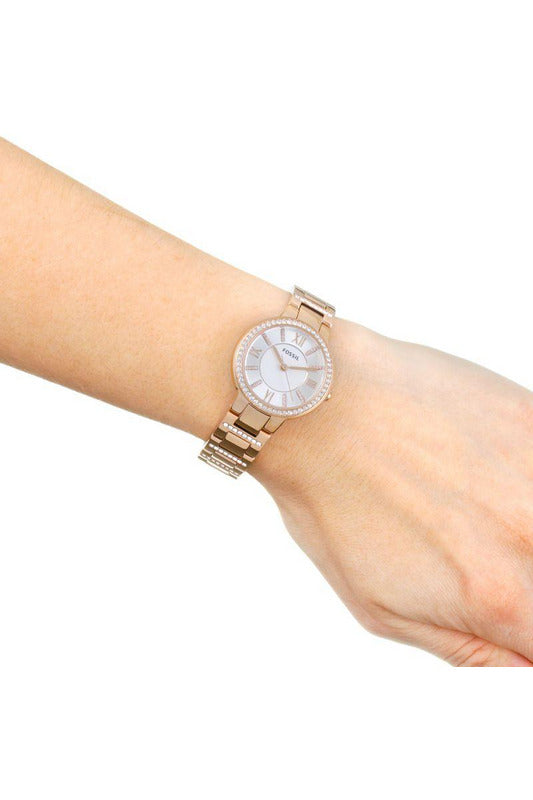 Fossil Virginia White Dial Rose Gold Steel Strap Watch for Women - ES3284 Buy Now By Fossil