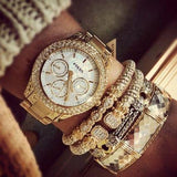 Fossil Stella Multifunction Gold Dial Gold Steel Strap Watch for Women - ES3589 Buy Now By Fossil