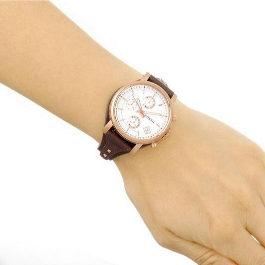 Fossil Boyfriend White Dial Brown Leather Strap Watch for Women - ES3616 Buy Now By Fossil