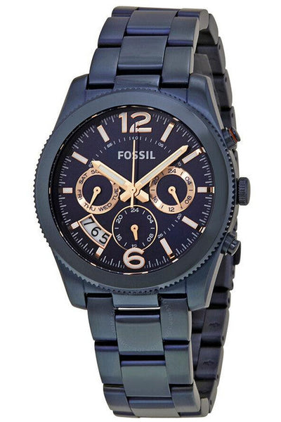 Fossil Perfect Boyfriend Multifunction Blue Dial Blue Steel Strap Watch for Women - ES4093 Buy Now By Fossil