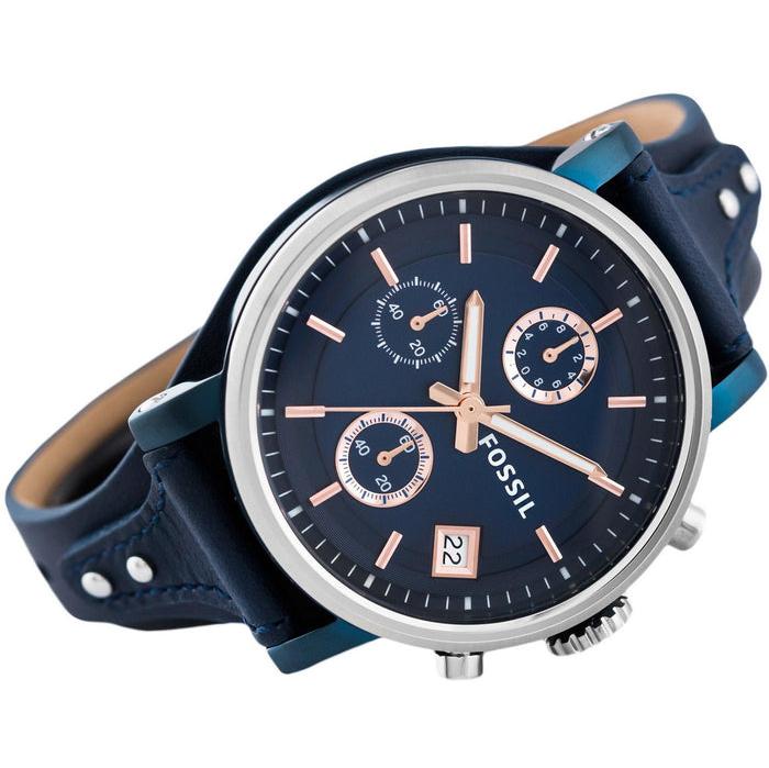Fossil Boyfriend Sport Chronograph Blue Dial Blue Leather Strap Watch for Women - ES4113 Buy Now By Fossil