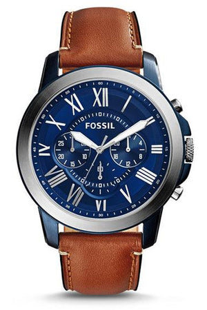 Fossil Grant Chronograph Blue Dial Brown Leather Strap Watch for Men - FS5210 Buy Now By Fossil