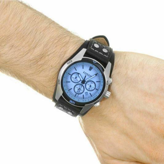 Fossil Coachman Chronograph Blue Dial Black Leather Strap Watch for Men - CH2564 Buy Now By Fossil