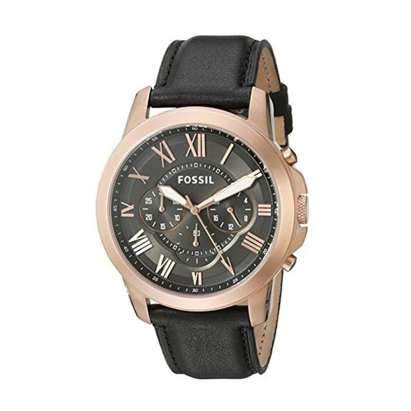 Fossil Grant Chronograph Grey Dial Black Leather Strap Watch for Men - FS5085 Buy Now By Fossil