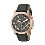 Fossil Grant Chronograph Grey Dial Black Leather Strap Watch for Men - FS5085 Buy Now By Fossil