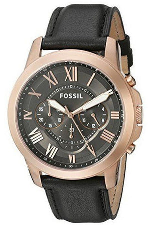 Fossil Grant Chronograph Grey Dial Black Leather Strap Watch for Men - FS5085 Buy Now By Fossil