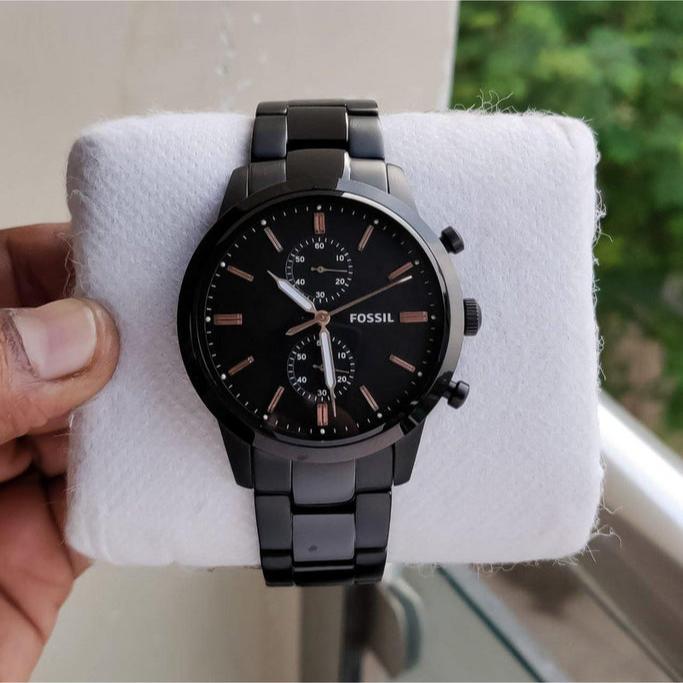 Fossil Townsman Chronograph Black Dial Black Steel Strap Watch for Men - FS5379 Buy Now By Fossil