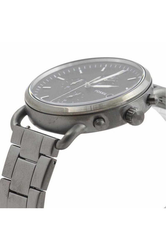 Fossil The Commuter Black Dial Grey Steel Strap Watch for Men - FS5400 Buy Now By Fossil