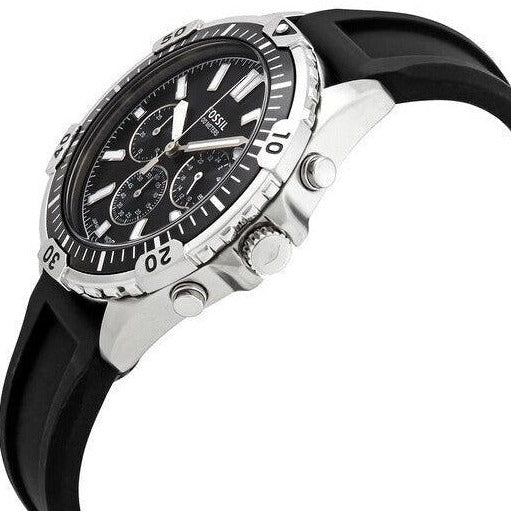 Fossil Garrett Chronograph Black Dial Black Rubber Strap Watch for Men - FS5624 Buy Now By Fossil