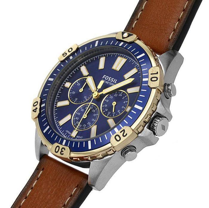 Fossil Garrett Chronograph Blue Dial Brown Leather Strap Watch for Men - FS5625 Buy Now By Fossil