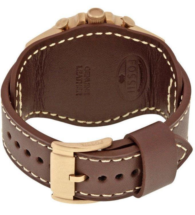Fossil Nate Chronograph Gold Dial Brown Leather Strap Watch for Men - JR1495 Buy Now By Fossil