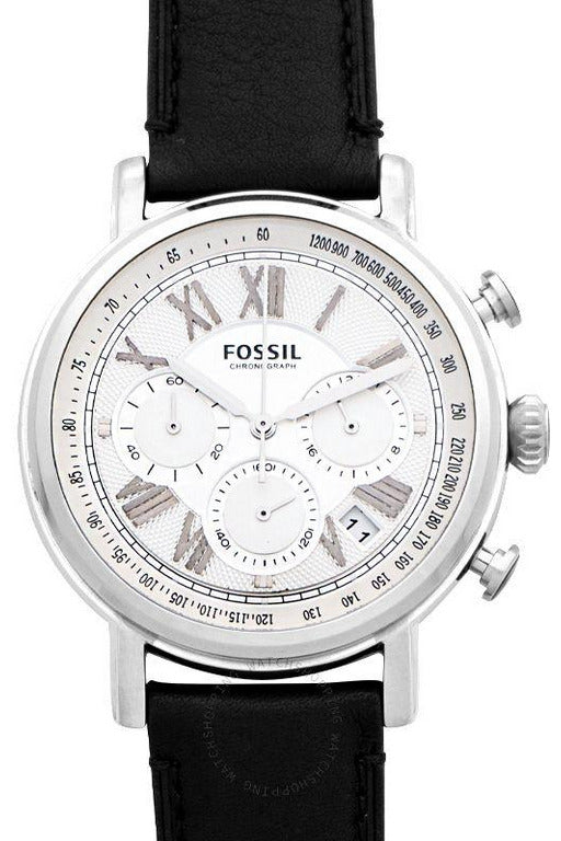Fossil Buchanan Chronograph Silver Dial Black Leather Strap Watch for Men - FS5102 Buy Now By Fossil