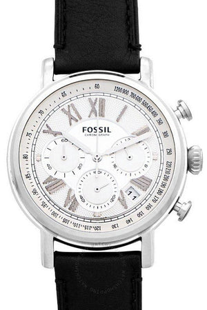 Fossil Buchanan Chronograph Silver Dial Black Leather Strap Watch for Men - FS5102 Buy Now By Fossil