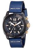 Fossil Modern Machine Chronograph Black Dial Blue Leather Strap Watch for Men - FS5066 Buy Now By Fossil