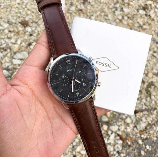 Fossil Neutra Chronograph Black Dial Brown Leather Strap Watch for Men - FS5408 Buy Now By Fossil