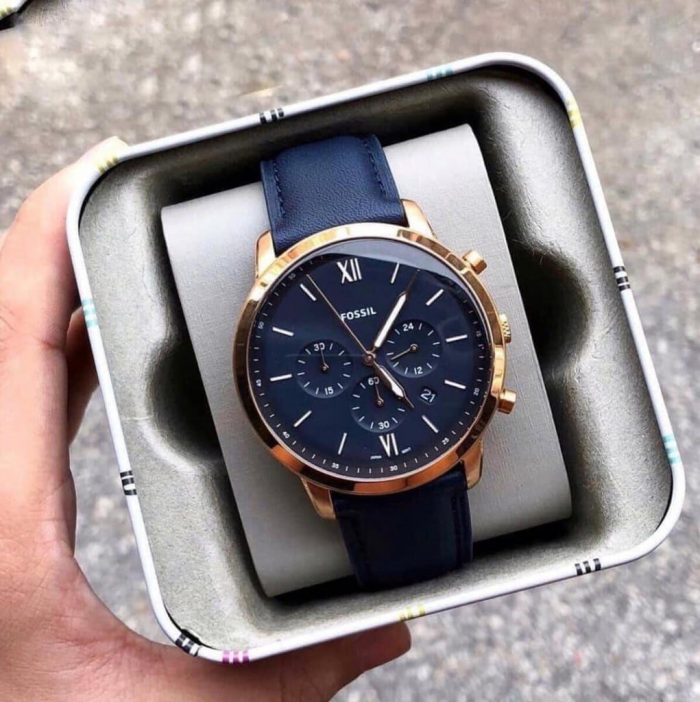 Fossil Neutra Chronograph Blue Dial Blue Leather Strap Watch for Men - FS5454 Buy Now By Fossil