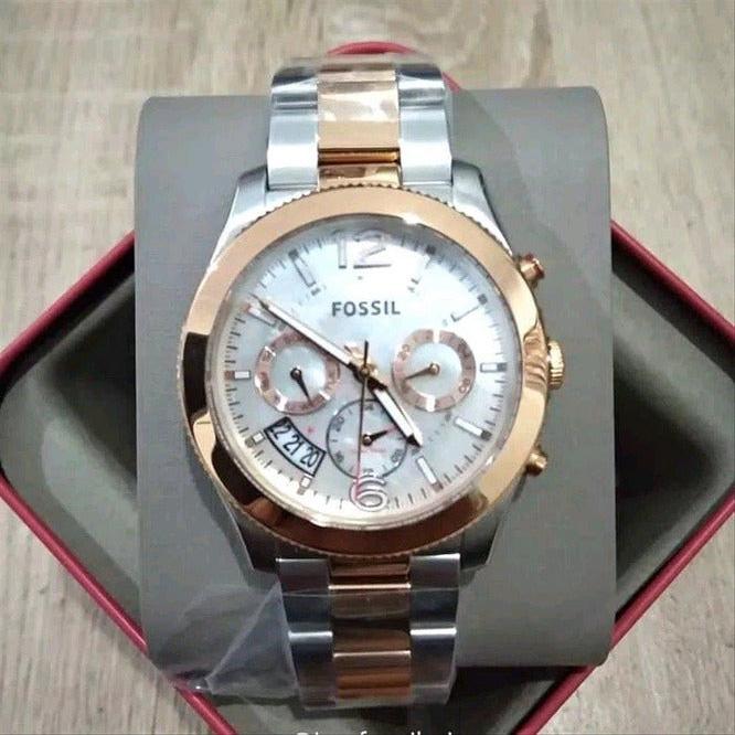 Fossil Perfect Boyfriend Mother of Pearl Dial Two Tone Steel Strap Watch for Women - ES4135 Buy Now By Fossil