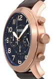 Fossil Pilot 54 Chronograph Blue Dial Brown Leather Strap Watch for Men - FS5204 Buy Now By Fossil