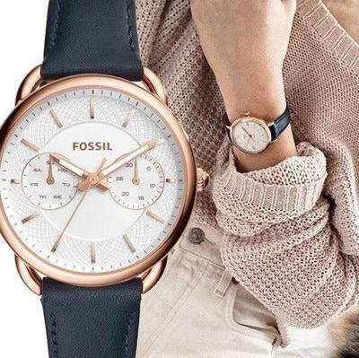 Fossil Tailor White Dial Blue Leather Strap Watch for Women - ES4260 Buy Now By Fossil
