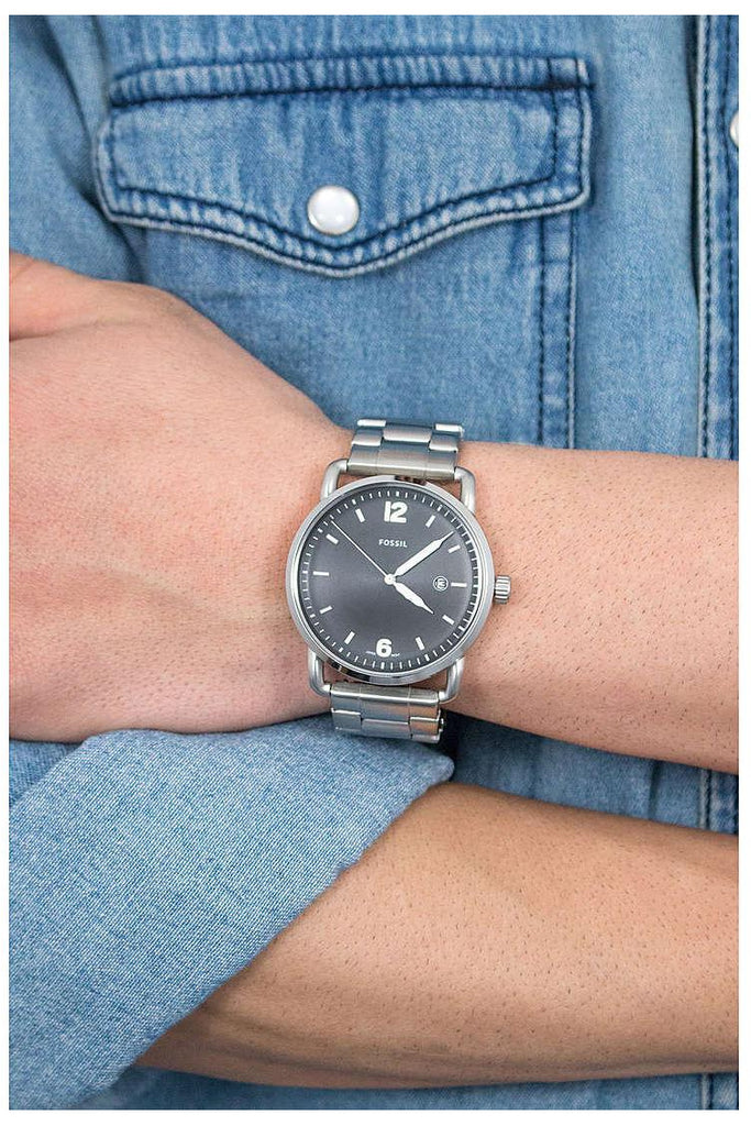 Fossil The Commuter Black Dial Silver Steel Strap Watch for Men - FS5391 Buy Now By Fossil