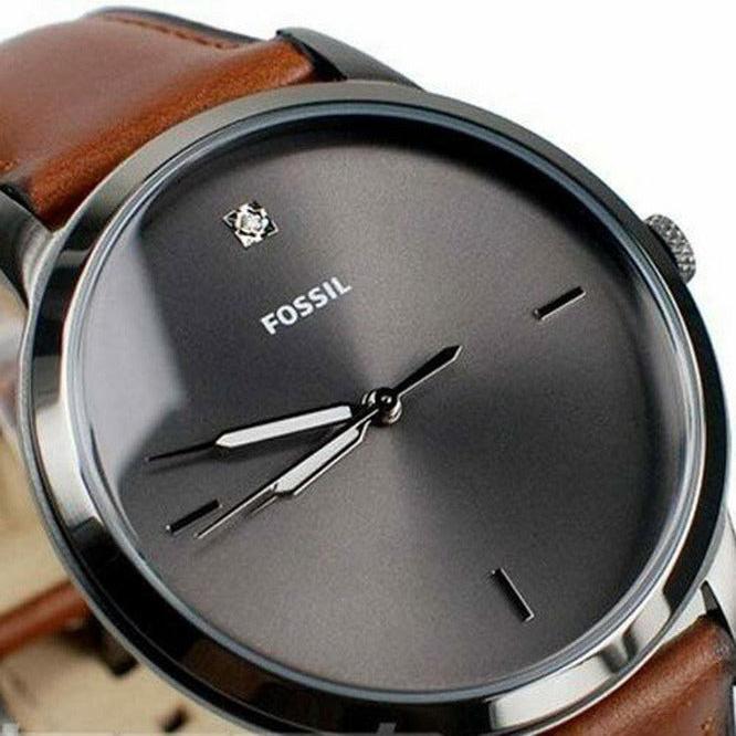 Fossil The Minimalist 3H Grey Dial Brown Leather Strap Watch for Men - FS5479 Buy Now By Fossil