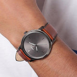 Fossil The Minimalist 3H Grey Dial Brown Leather Strap Watch for Men - FS5479 Buy Now By Fossil