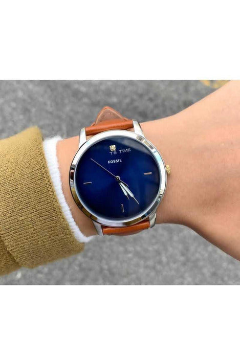 Fossil The Minimalist 3H Blue Dial Brown Leather Strap Watch for Men - FS5499 Buy Now By Fossil