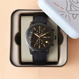 Fossil Goodwin Chronograph Black Dial Black Leather Strap Watch for Men - FS5585 Buy Now By Fossil