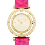 Michael Kors Averi Gold Dial Pink Leather Strap Watch for Women - MK2525 Buy Now By Michael Kors