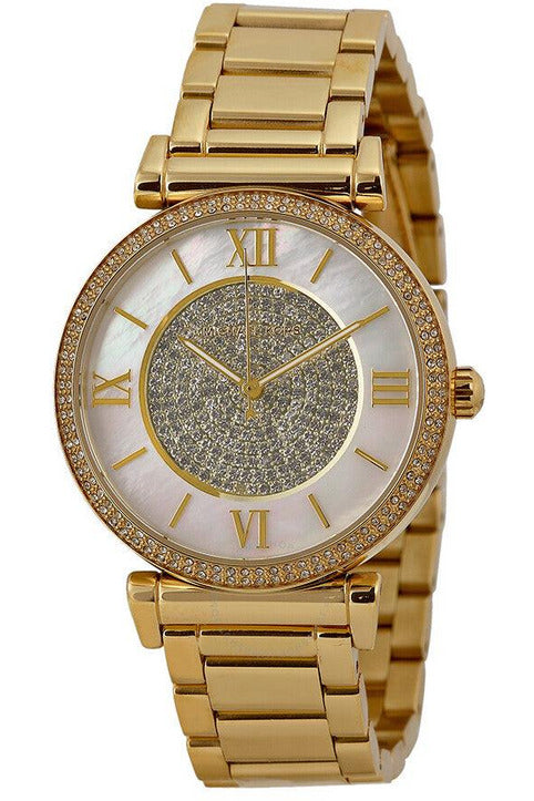 Michael Kors Catlin Mother of Pearl Dial Gold Steel Strap Watch for Women - MK3332 Buy Now By Michael Kors