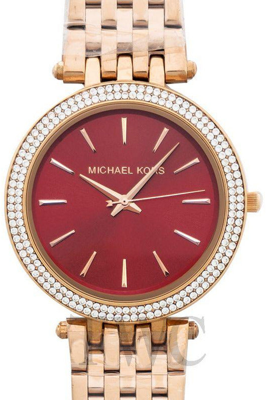 Michael Kors Darci Red DIal Rose Gold Stainless Steel Strap Watch for Women - MK3378 Buy Now By Michael Kors