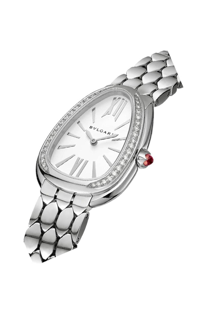 Bvlgari Serpenti Seduttori Diamonds Silver Dial Silver Steel Strap Watch for Women - SERPENTI103361 Buy Now By Bvlgari